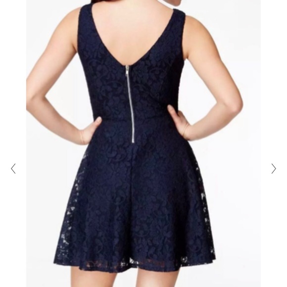 🗣SOLD🗣 HP!!🎖🎖Speechless Navy Blue Lace Sleeveless Fit&Flare Dress SizeL - Picture 4 of 16